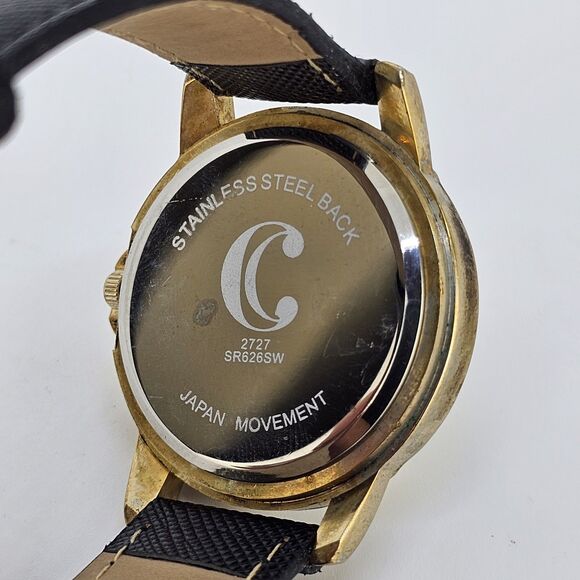 Charming Charlie Women’s Watch 40MM Gold Dial Black Leather Bands New Battery - Picture 5 of 13